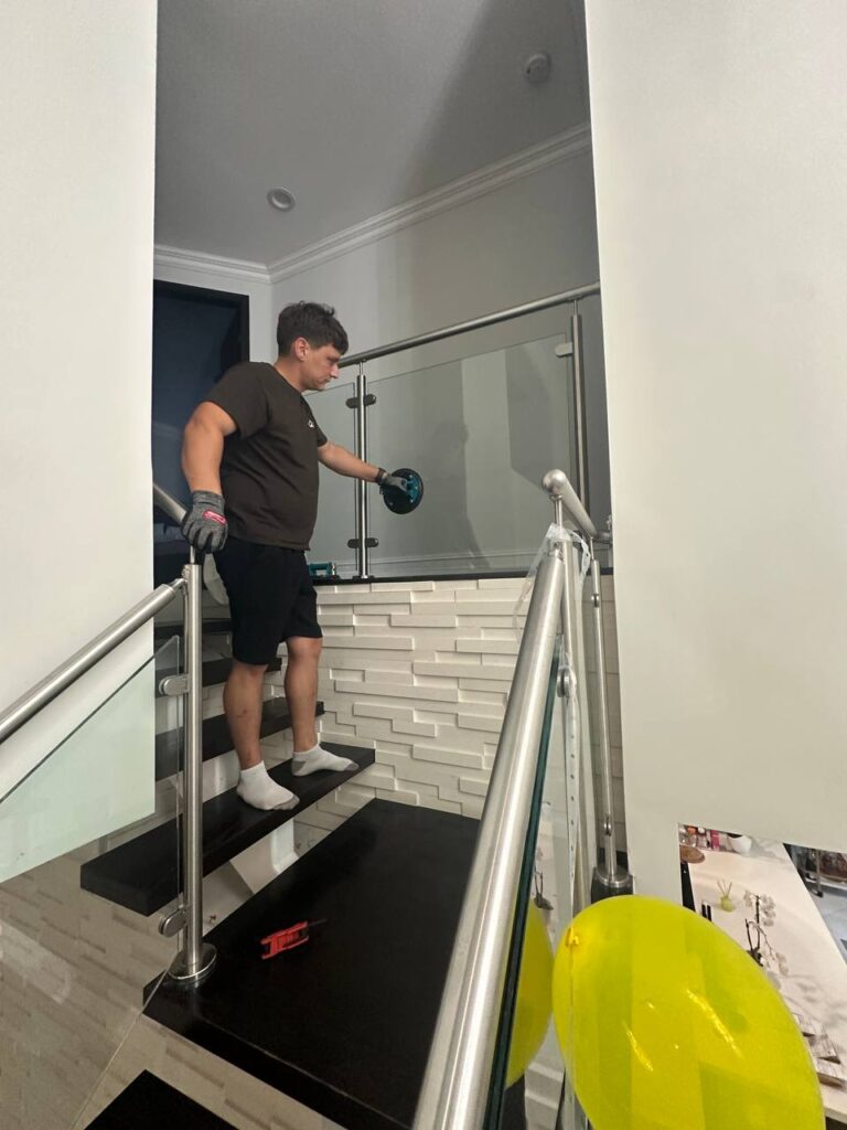 interior glass staircase railing boca raton