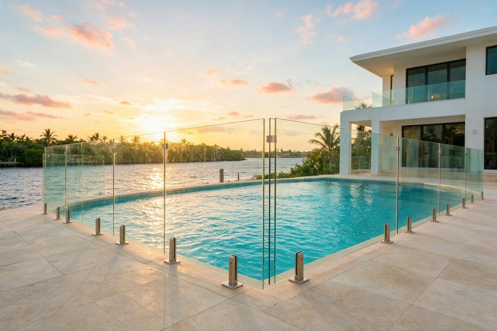 frameless glass pool fence waterfront boca raton