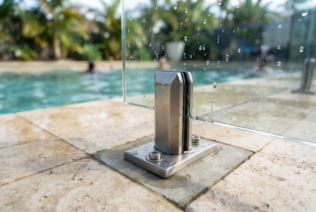 glass pool fence stainless steel spigot
