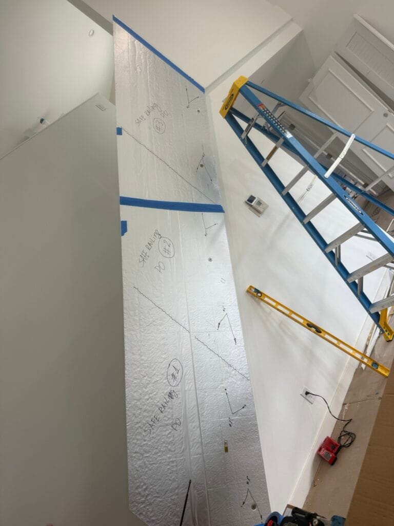 On-site templating and measurement for a custom glass stair railing, Boca Raton